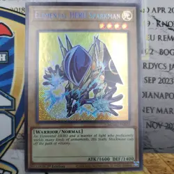 Yugioh Elemental HERO Sparkman MZMU-EN059 Secret Rare 1st Ed NM Yugioh Card - Image 1