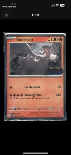 Reshiram And Genesect (Phantasmal Flames Stamped) Rare Sealed Cards 017/094 NM - Image 3