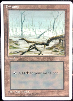 1995 Magic The Gathering, 4th Edition, Swamp Land Card. MTG - Image 1