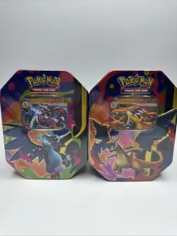 Pokemon TCG Mega Charizard ex Tins Sealed SET OF 2 Ships Fast - Image 1