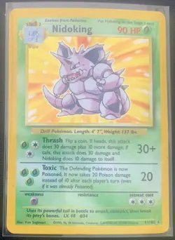 Pokemon TCG Nidoking Base Set Holo Unlimited Rare Card 11/102 - Image 1