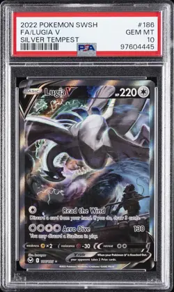 2022 POKEMON SWORD & SHIELD SILVER TEMPEST #186 FULL ART/LUGIA V PSA 10 - Image 1