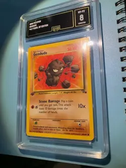 Pokemon Card Geodude 47/62 1st Edition Fossil Set 1999 PSA 8 NM-MT - Image 1