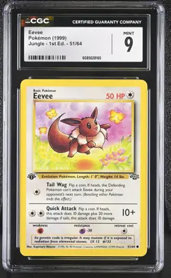 CGC 9 MINT Eevee 1999 Jungle 1st Edition 51/64 Pokemon Card - Image 1