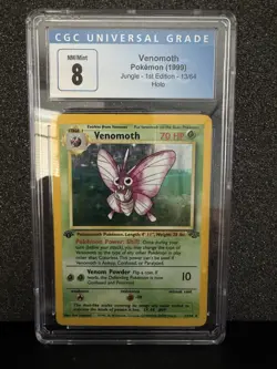 CGC 8 Venomoth Holo 13/64 1st Edition Jungle 1999 Pokemon Card - Image 1