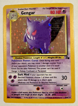 LP Pokemon TCG English Gengar 5/62 Fossil Holo Rare Vintage WOTC 👻 - Image 1