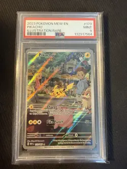 Pokemon Pikachu Illustration 173/165 Rare 2023 Mew en Gem MT 151 PSA 9 - Image 1