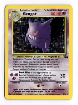 Pokemon TCG Gengar Fossil 5/62 Unlimited Holo Rare LP- Ex - Image 1