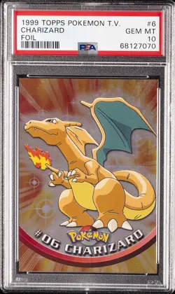 1999 TOPPS POKEMON TV FOIL #6 CHARIZARD PSA 10 - Image 1