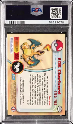 1999 TOPPS POKEMON TV FOIL #6 CHARIZARD PSA 10 - Image 2
