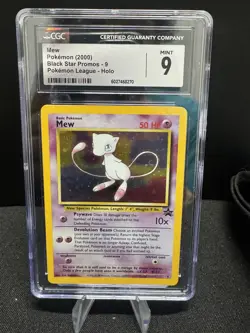 Mew Pokemon 2000 Black Star Promos - 9 Pokemon League Holo CGC Gem Mint 9 - Image 1
