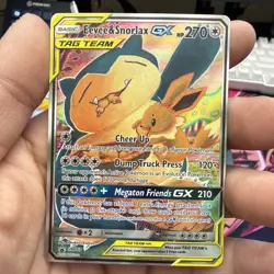 Pokemon Tag Team Promo Card - EEVEE & SNORLAX GX - #SM169 Black Star Full Art - Image 1
