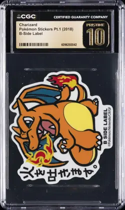 2018 POKEMON STICKERS PT. 1 B-SIDE LABEL CHARIZARD CGC 10 PERFECT - Image 1