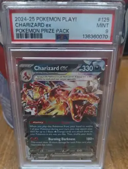 Prize Pack Charizard ex 125/197 Obsidian Flames Pokemon TCG Play Stamp PSA 9 - Image 1