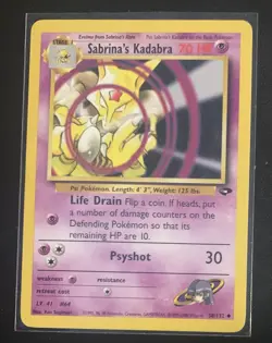 Pokemon Sabrina's Kadabra Uncommon Unlimited Gym Challenge 058/132 NM - Image 1