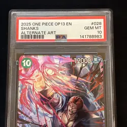 2025 ONE PIECE 0P-13 CARRYING ON HIS WILL ALTERNATE ART #028 SHANKS PSA 10 GEM - Image 2