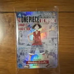 One Piece Bandai Monkey.D.Luffy US Voyage Promo Holo Card Game - Image 1