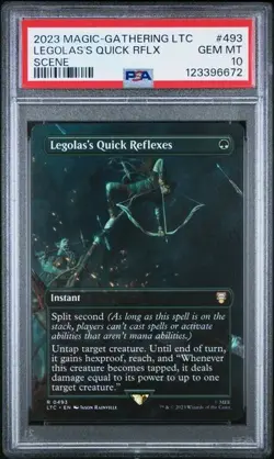 2023 MTG Lord of the Rings PSA 10 GEM Legolas's Quick Reflexes SCENE #493 RARE - Image 1