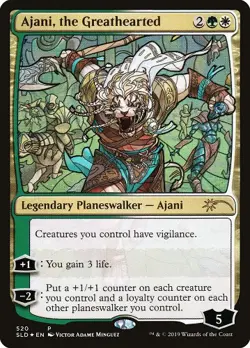 1x Ajani, the Greathearted - Foil - Stained Glass Moderate Play MTG Magic - Kid - Image 1