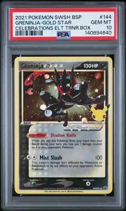 2021 POKEMON SWSH BLACK STAR PROMO #144 GRENINJA-GOLD STAR PSA 10 - Image 1
