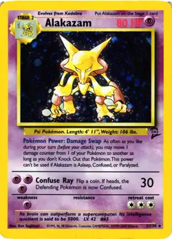 Pokemon TCG Alakazam TCG 1/130 Base Set 2 Holo Rare LP/MP - Image 1