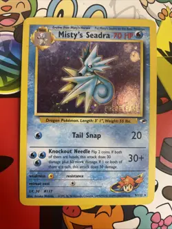 Misty’s Seadra 9/132 With Swirl Holo Pre Release Gym Heroes 2000 Pokemon LP+ - Image 1