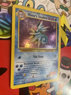 Misty’s Seadra 9/132 With Swirl Holo Pre Release Gym Heroes 2000 Pokemon LP+ - Image 2