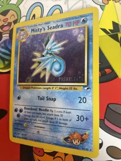 Misty’s Seadra 9/132 With Swirl Holo Pre Release Gym Heroes 2000 Pokemon LP+ - Image 3