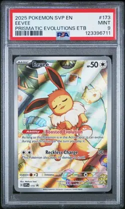 2025 Pokemon SVP EN Eevee FULL ART Black Star Promo #173 PSA 9 MINT - Image 1