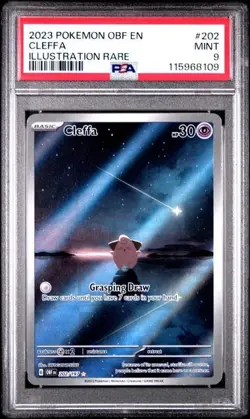 2023 Pokemon OBF EN Cleffa ILLUSTRATION RARE FULL ART 202/197 PSA 9 MINT - Image 1