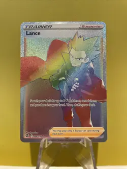 Lance 206/195 Pokemon TCG Silver Tempest Rainbow Secret Rare Full Art LP - Image 1