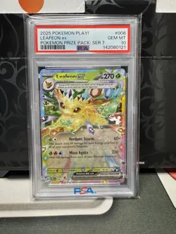 2025 Pokemon Play! Series 7 Leafeon Ex Prismatic Prize Pack PSA 10 - Image 1