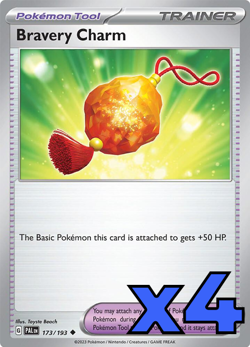 4x Bravery Charm 173/193 Sv02: Paldea Evolved PLAYSET x4 - Pokemon TCG - NM - Image 1
