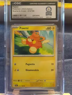2023 Pokemon Pawmi Card Scarlet Violet Italian 074/198 World Record Holder - Image 1