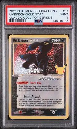 2021 POKEMON CELEBRATIONS CLASSIC COLL #17 UMBREON GOLD STAR PSA 9 - Image 1