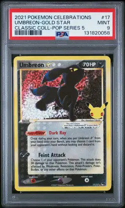 PSA 9 MINT Umbreon-Gold Star #17 2021 Pokemon Celebrations Classic Collection - Image 1
