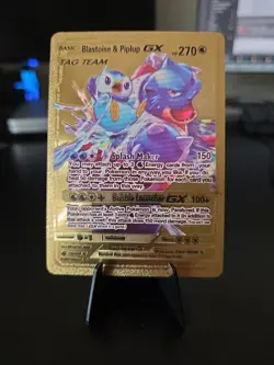 Pokemon TCG Blastoise & Piplup GX Gold Foil Fan Art - Image 1