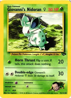 Pokemon TCG Giovanni's Nidoran 75/132 Gym Challenge Unlimited LP - Image 1