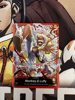 Near Mint One Piece TCG Monkey.D.Luffy ST21-001 Gear 5 Foiled NM Leader Card - Image 1