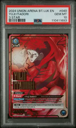 Jujutsu Kaisen Union Arena 2024 BT/JJK EN #040 Yuji Itadori 3 Star Foil PSA 10 - Image 1