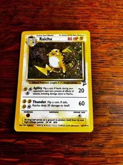 Raichu 16/130 Base Set 2 Holo Rare Pokemon Card WOTC SWIRL - Image 1