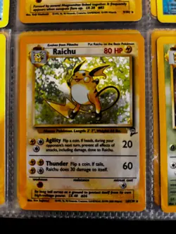 Raichu 16/130 Base Set 2 Holo Rare Pokemon Card WOTC SWIRL - Image 2