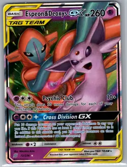 Espeon & Deoxys GX 72/236 SM - Unified Minds - Pokemon Card - NM - Image 1