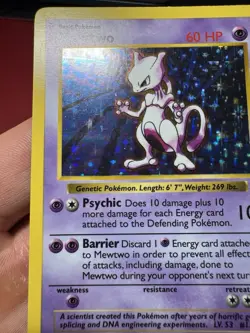 Mewtwo 10/102 Shadowless Holo Rare Base Set Pokemon Card LP - Image 5