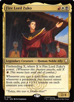 Fire Lord Zuko 221 Avatar The Last Airbender Magic the Gathering 001567 - Image 1