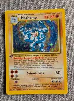 1999 Base Set 1st Edition Machamp Holo Card 8/102 WOTC Pokemon TCG Original - Image 1