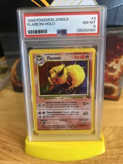 Pokemon TCG Flareon Jungle 3/64 Holo Unlimited Holo Rare PSA 8 Nm-mt - Image 1