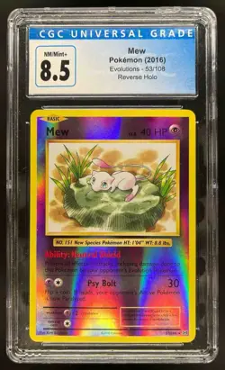 2016 POKEMON XY EVOLUTIONS MEW 53/108 REVERSE & HOLO LOT (4) CGC 8.5 - Image 2