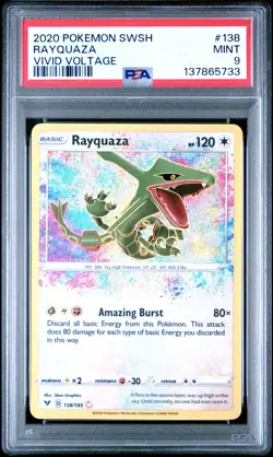 2020 Pokemon Rayquaza 138/185 Vivid Voltage PSA 9 - Image 1