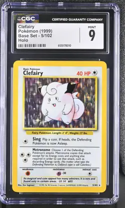 POKEMON 1999 BASE SET UNLIMITED CLEFAIRY #5 VINTAGE HOLO ⭐CGC 9 MINT⭐ - Image 1